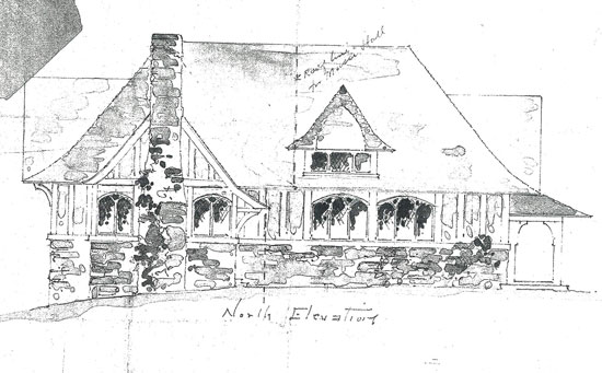 Cropped view of proposed north elevation of tryon cemetery chapel