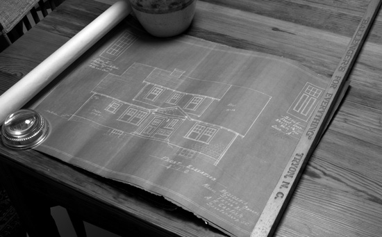 Cropped photo of house plan for Misses Strong
