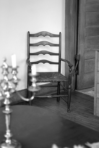 Photo of chair in dining room.