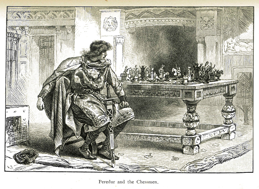 Peredur inside the Castle of Wonders