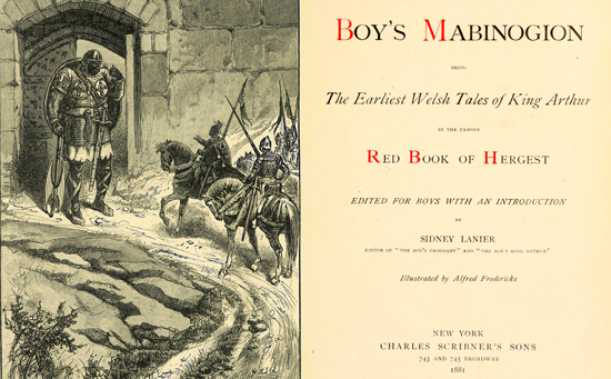 Crop of Sidney Lanier frontis piece and title page of Mabinogion