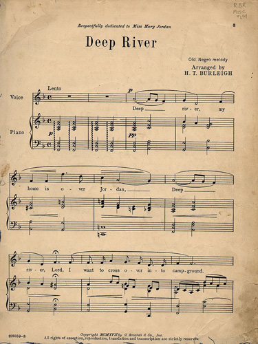 Page one of Deep River sheet music
