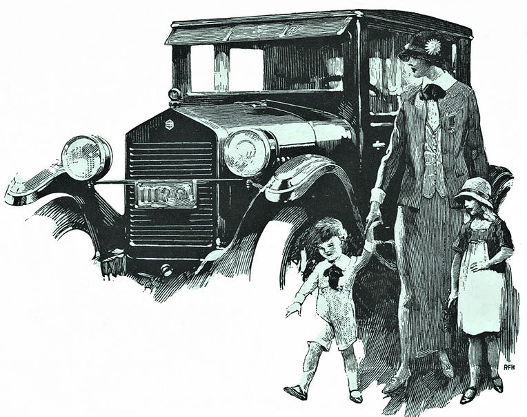car ad with Mom and kids