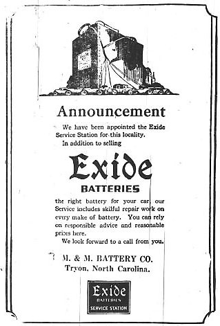 1926 exide battery ad
