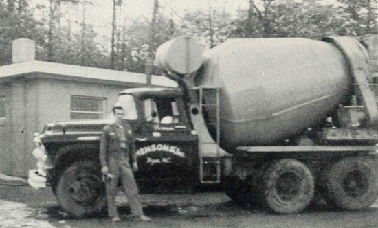 Hensons Inc cement truck and employee